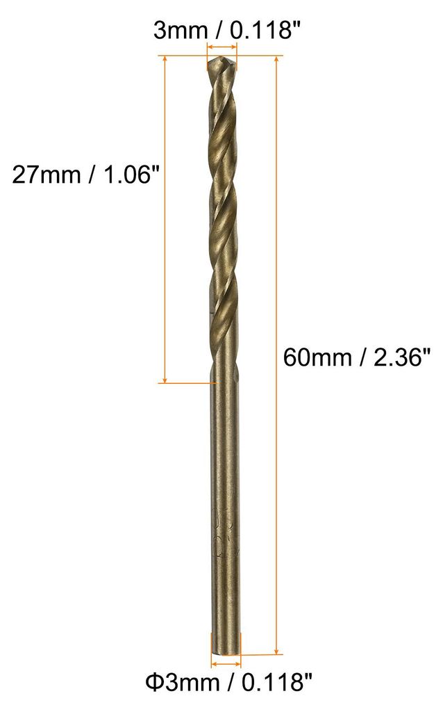10 Stš¹ck Metallbohrer 3mm, M35 HSS Cobalt Spiralbohrer Werkzeug fš¹r Edelstahl, Kupfer, Holz, Kunststoff und andere harte Materialien