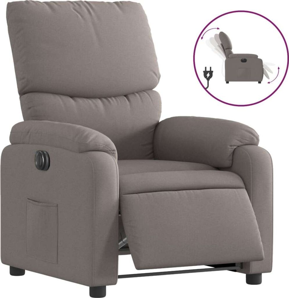 vidaXL Relaxsessel Elektrisch Taupe Stoff