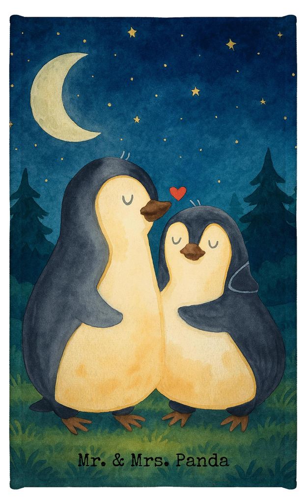 Mr. & Mrs. Panda Handtuch Pinguine Einschlafen Design - Weiß - Geschenk, Klein, für Frauen, Gästetuch, gäste wc, Freundin, Gästehandtuch Bunt,...