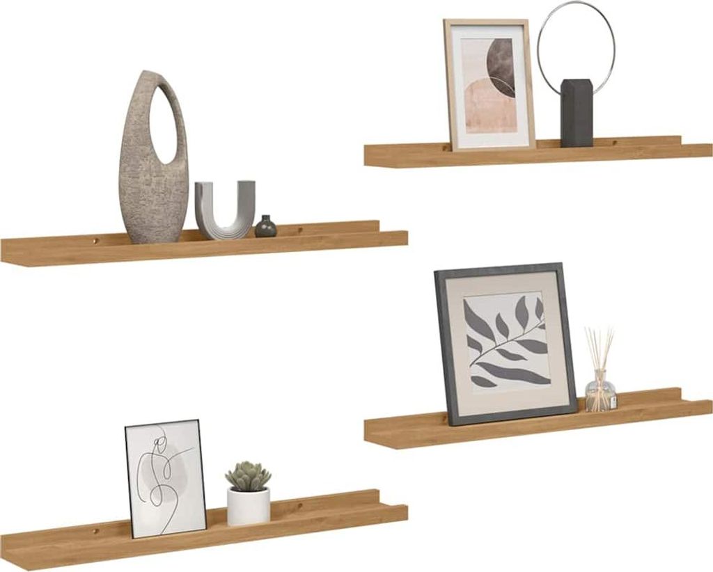 Cloris Designermöbel Wandregal mit Regal 4 pcs - Montage erforderlich - Braun 40 x 9 x 3cm Holzwerkstoff - Wandregale 2026Neu913309 - Wandregale