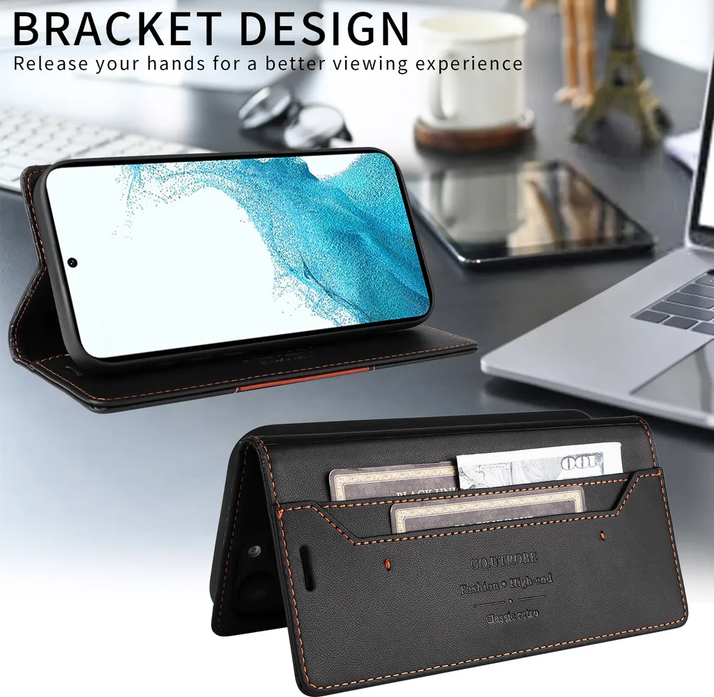 Custodia Samsung S21 5G Pelle Flip Wallet Nero | Protezione RFID Portafoglio - 3