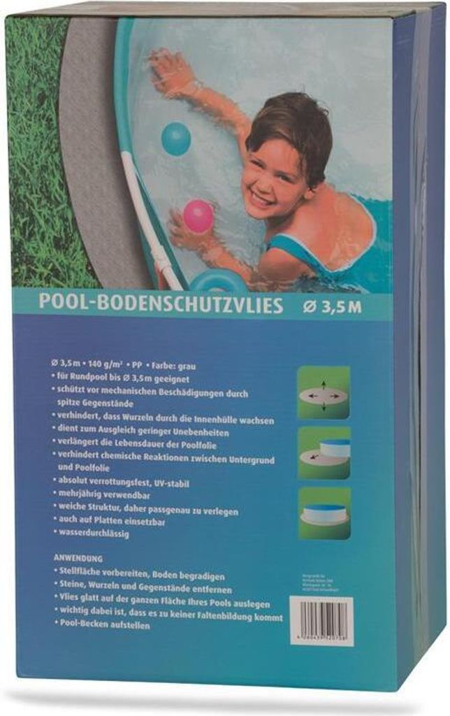 Poolvlies rund PP-Vlies 140 g/m² grau