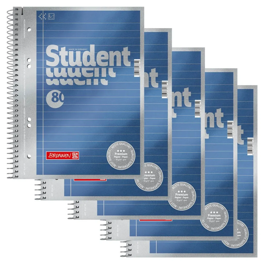 Bloc-notes spirale A5 ligné BRUNNEN Student Premium pour prise de notes - 3