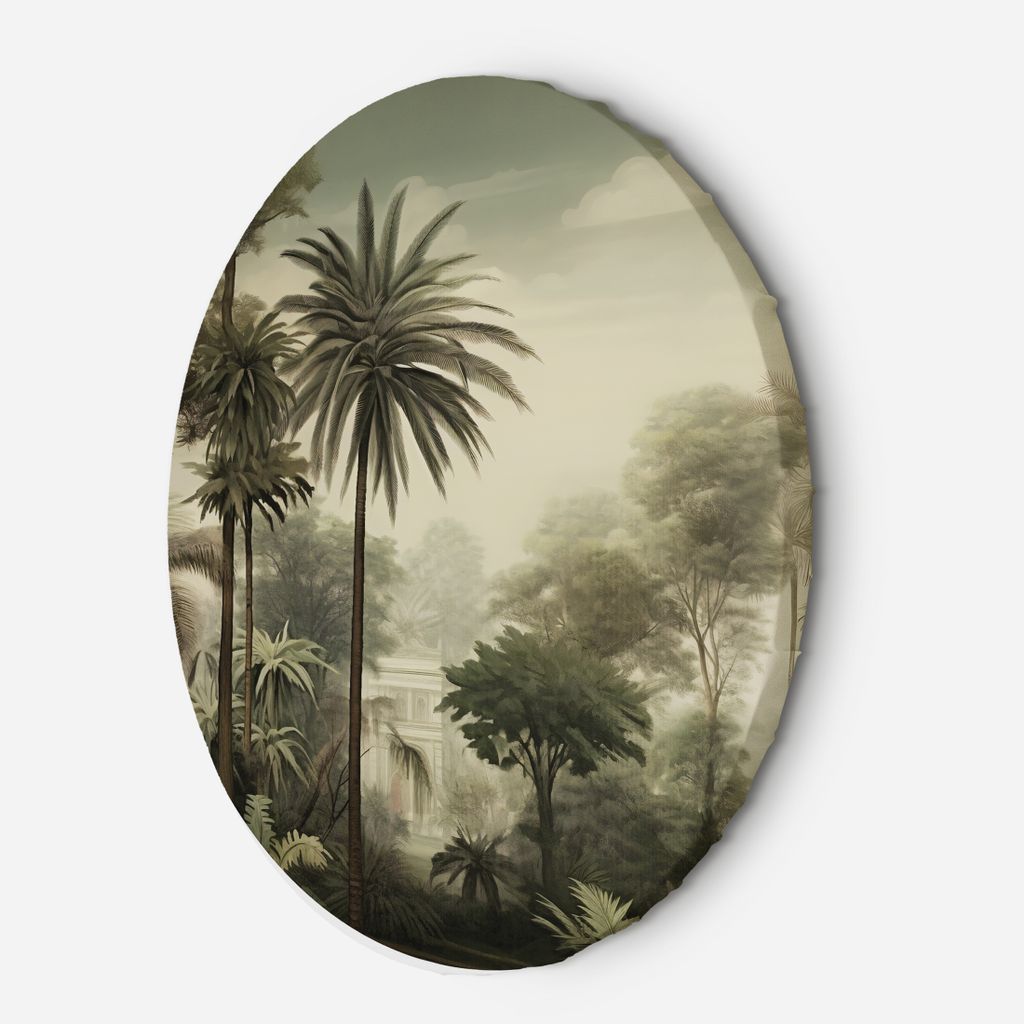 Leinwandbild rund Exotische Bäume und Palmen in der Landschaft 40x40 Feeby Grün bild für die wand bereit zum aufhängen