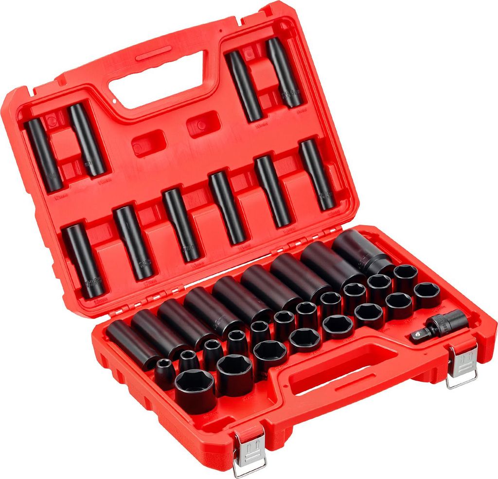 SucceBuy 39-tlg. 1/2 Zoll Schlagschrauber-Steckschlüsselsatz, metrisch 9-30 mm, robuster Chrom-Vanadium-Stahl, mit Kardangelenk & doppelte Größe...