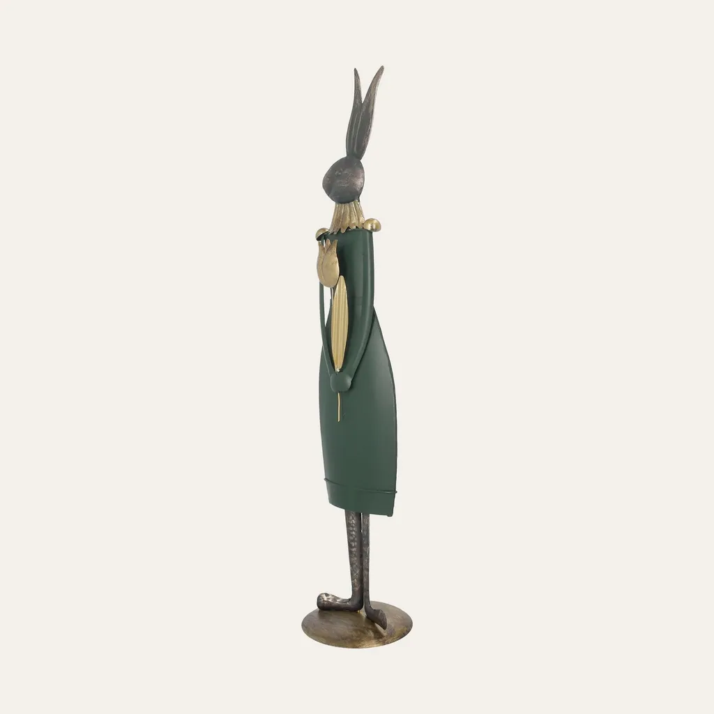 Déco de Pâques : Lapin en Fer-blanc Vert pour Centre de Table Mural - 2