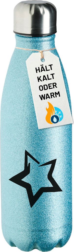 Huuraa Trinkflasche Stern Star 500ml Blue Edelstahl Wasserflasche Trinkflasche Geschenkidee