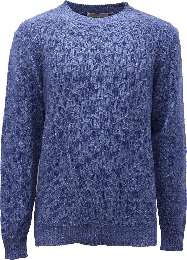 0710AG maglione uomo WOOL & CO blue melange wool blend sweater man