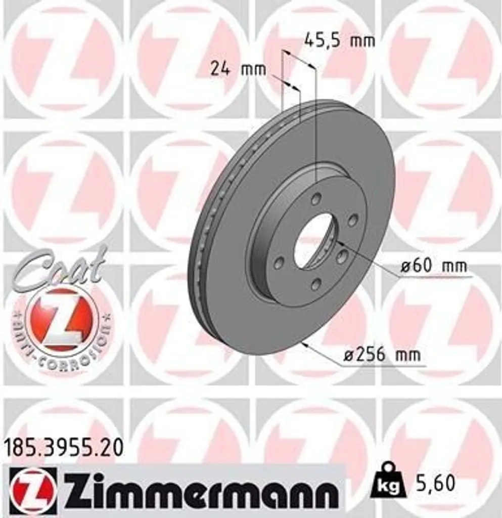 Disque de frein avant ventilé pour Aveo T300 - Gamme Zimmermann