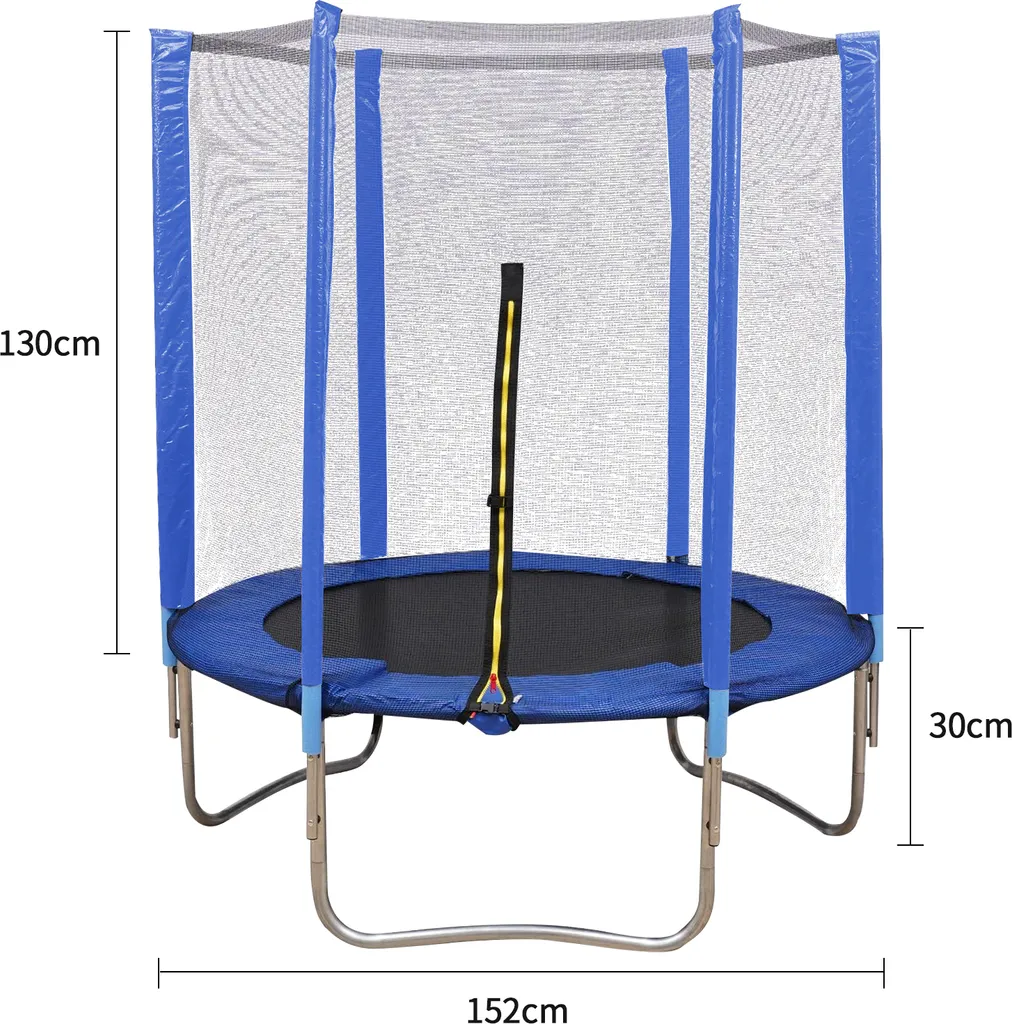 Trampoline enfant Ø152cm bleu robuste avec filet haute sécurité intégré - 5