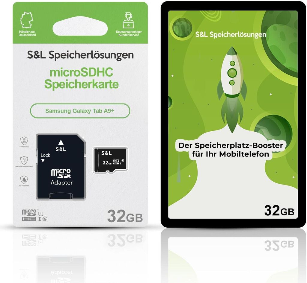 microSD Speicherkarte S&L für Samsung Galaxy Tab A9+ - Speicherkapazität: 32 GB