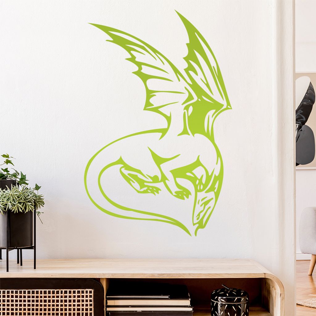 Mystischer Drachen Wandtattoo in 6 Größen - Wandaufkleber Wall Sticker - Dekoration, Küche, Wohnzimmer, Schlafzimmer, Badezimmer