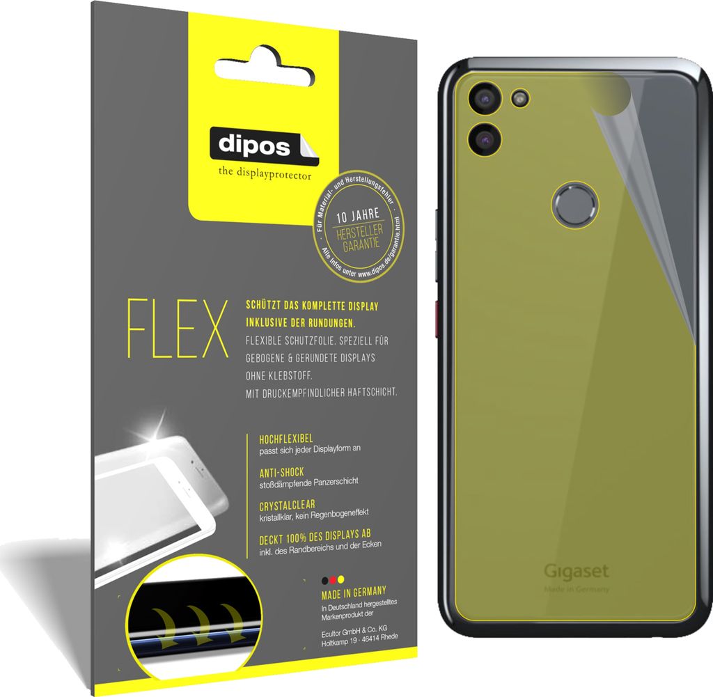 3x Schutzfolie für Gigaset GS5 Rückseite Folie, 100% Displayabdeckung, dipos Flex