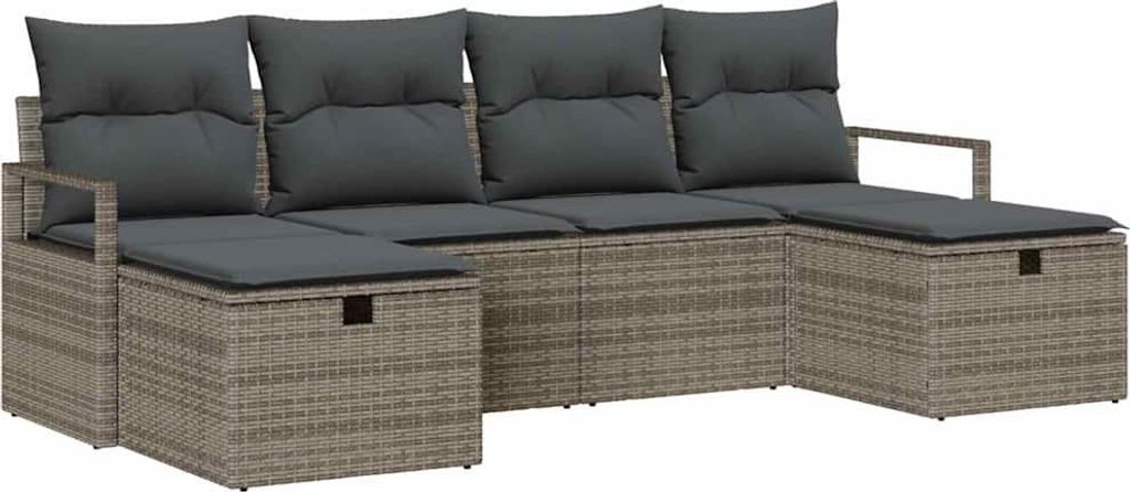 vidaXL Sofa Set mit Kissen 5 pcs Poly-Rattan