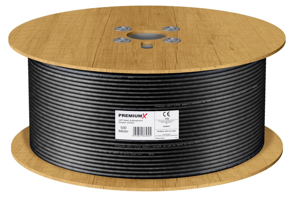 PremiumX 500m CAT 7 Outdoor Netzwerkkabel S/FTP 10 Gbit/s Produktbild 