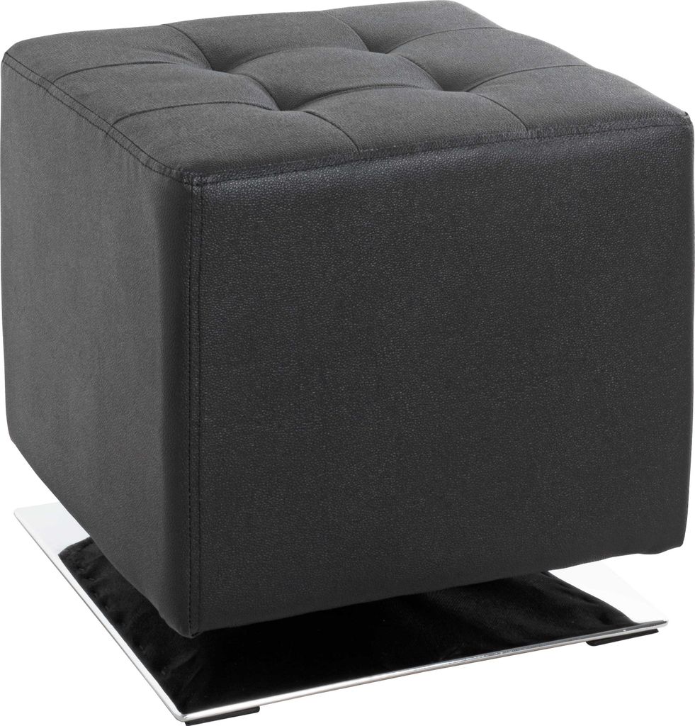 HAKU Möbel Hocker chrom-schwarz - Maße: B 40 cm x H 42 cm x T 40 cm; 30588
