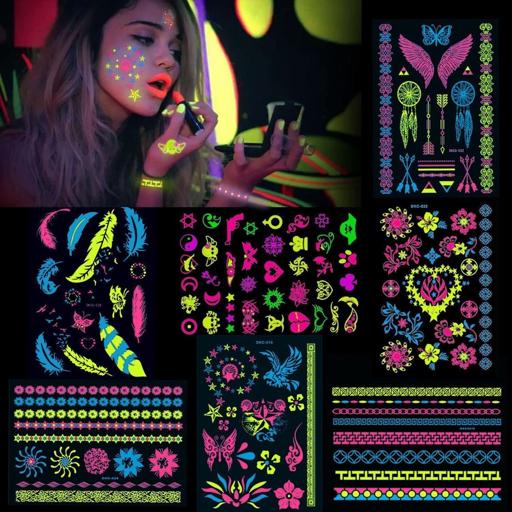 Konsait Neon Temporäre Tattoos UV Body & Face Painting für Produktbild 