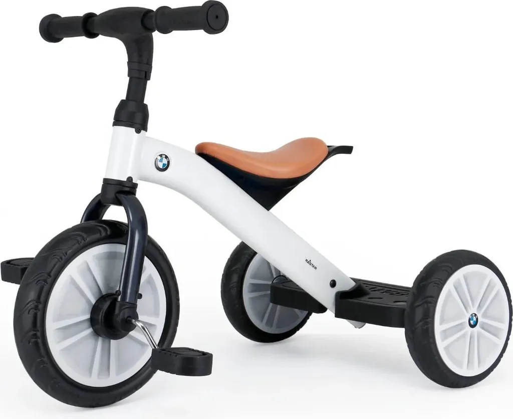 Tricycle BMW pour enfants de 3 à 6 ans avec roues antidérapantes blanc