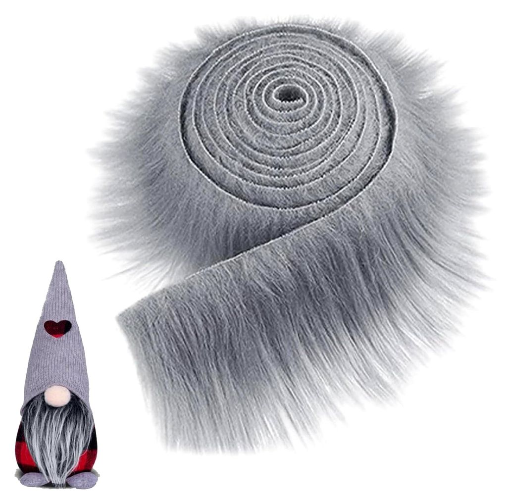 Kunstfell zum Basteln, Flauschiger Stoff 5x150cm, Precut Langhaarplüsch für DIY Wichtelbart und Weihnachtsmannhaar