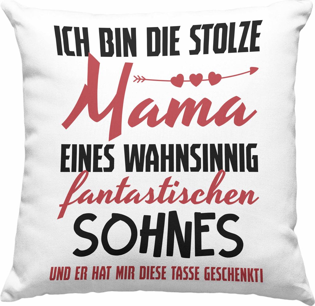 Trendation - Mama Geschenk von Sohn Deko-Kissen mit Füllung 40x40 Geschenkidee Muttertag Deko-Kissen mit Füllung 40x40 Spruch (Grün)