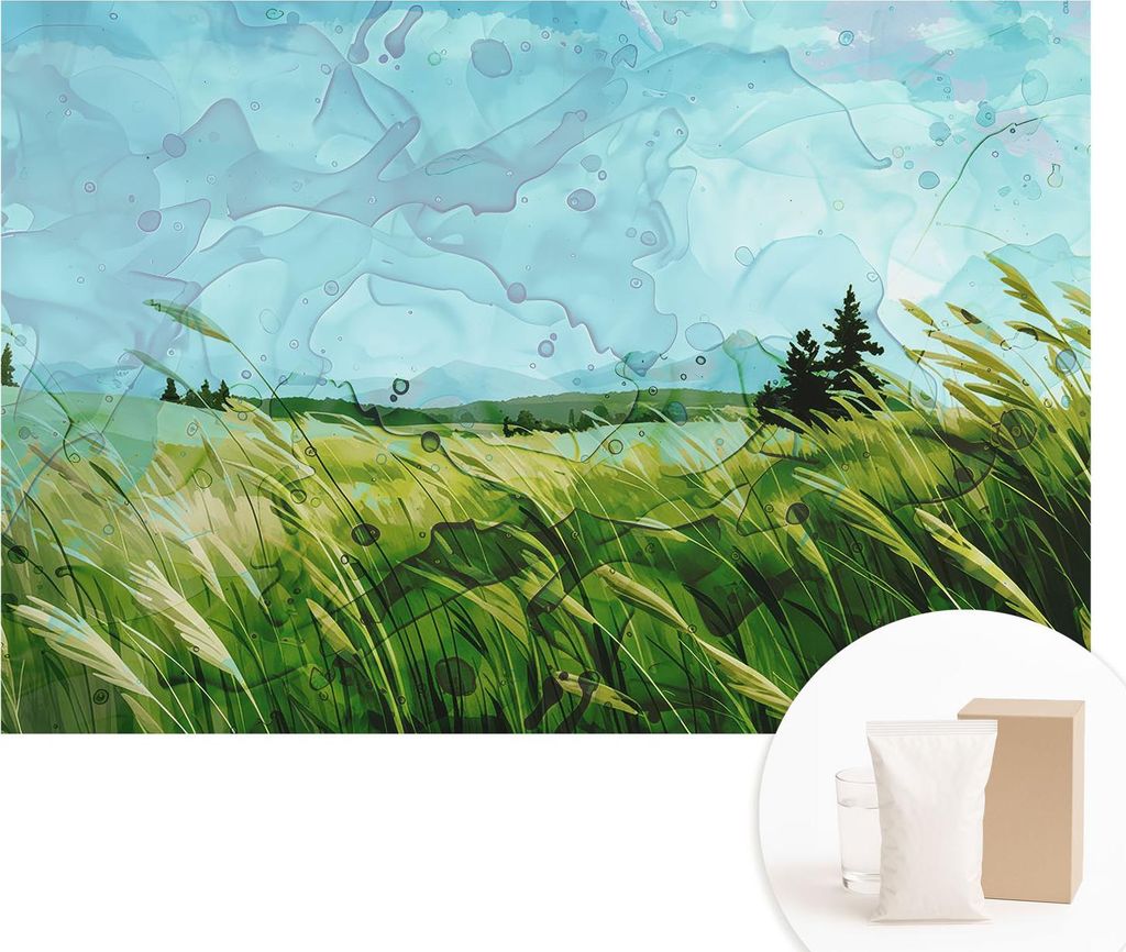 Fototapete - Wandbilder für Wohnzimmer - 104x70 cm - Dekorative Wandfolie - Modernes Design für Wanddekoration - Tapeten für Innenräume - Grün...