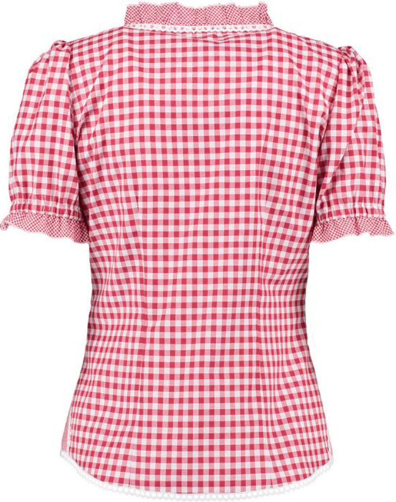 Orbis Trachtenbluse 1/2 Arm rot kariert mit Rüsche Gr. 52 Produktbild 
