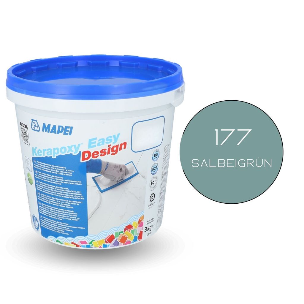 MAPEI KERAPOXY Easy Design 2K 3 kg 177 salbeigrün Epoxidharz-Fugenmörtel-Klebstoff Fliesenfuge