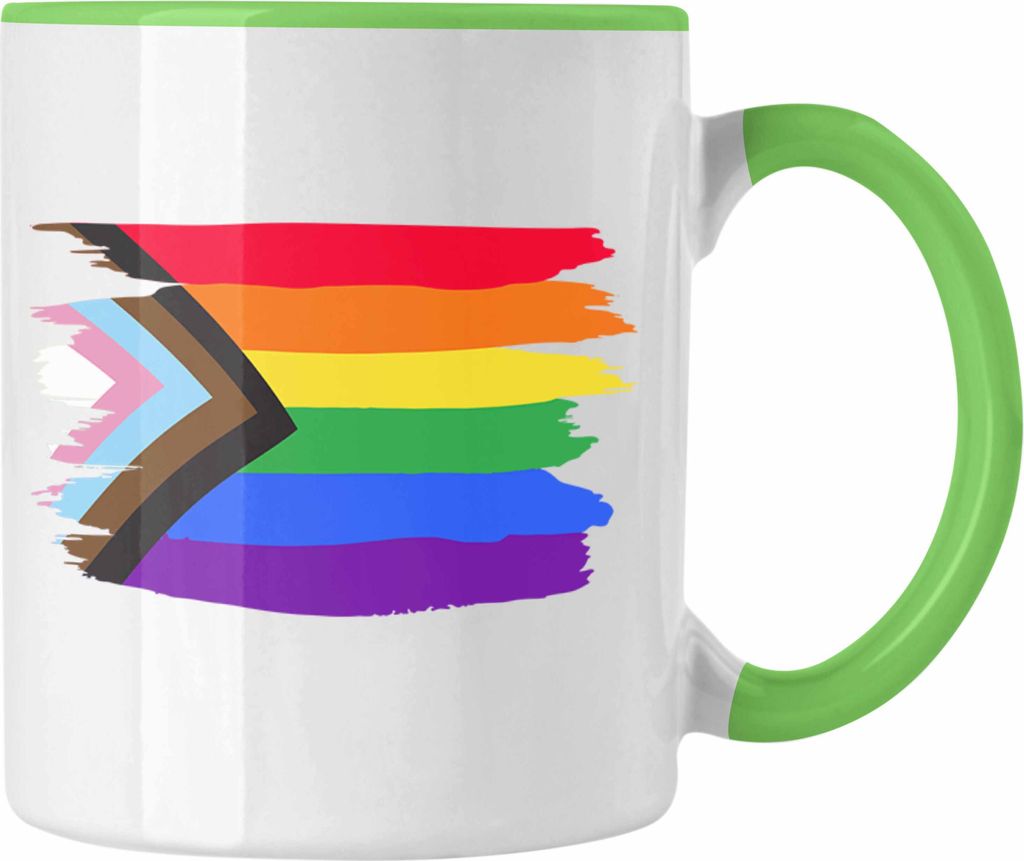 Trendation - Regenbogen Tasse Geschenk LGBT Schwule Lesben Transgender Grafik Pride Flagge (Grün)
