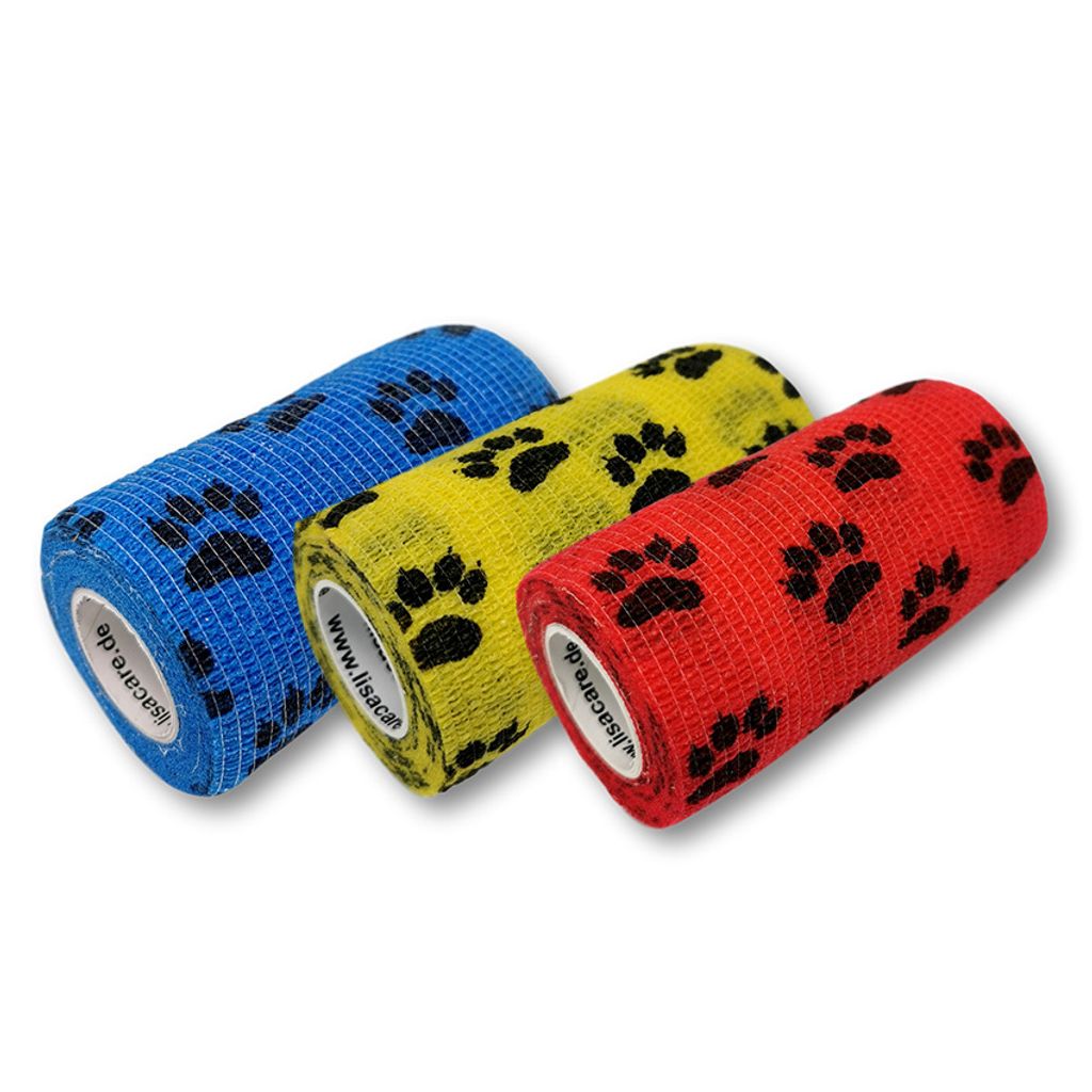 LisaCare Verbandsmaterial für Mensch & Tier - 10er-Set Pfotenpflaster - Selbstklebendes Pflaster - 5cm x 4,5m