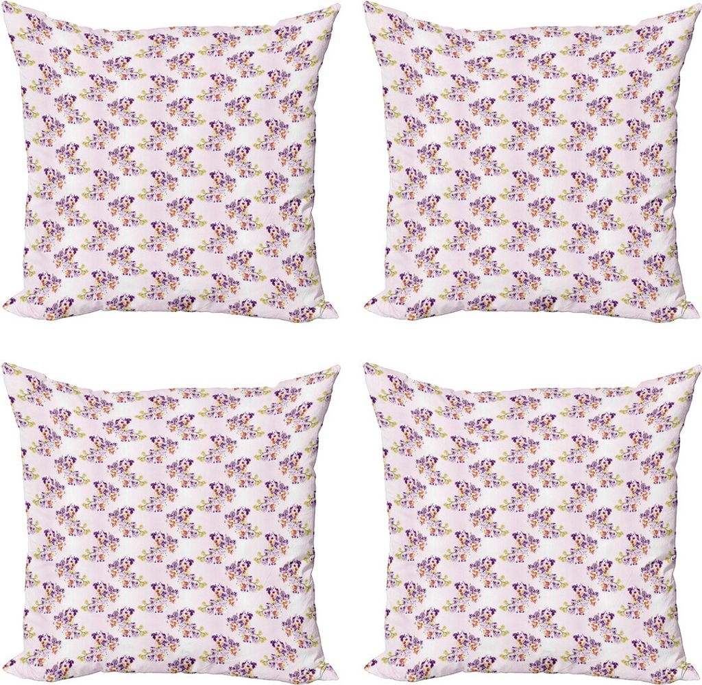 ABAKUHAUS Orchidee Kissenbezug Set (4 Stück), Oriental Blumen Ombre, Moderner Doppelseitiger Digitaldruck, 50 cm x 50 cm, Pale Pink Cream