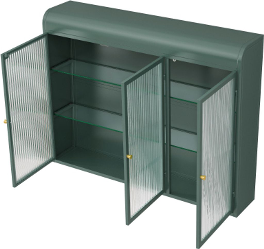 Wandschrank 90x20x70 cm Dunkelgruen 3-tueriger Glas + Produktbild 