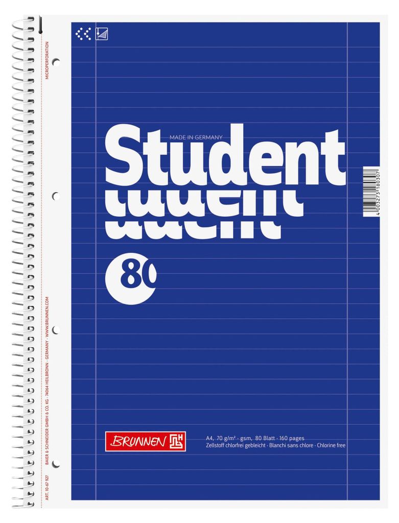 BRUNNEN Collegeblock A4 Lineatur 27 80 Blatt 1067927
