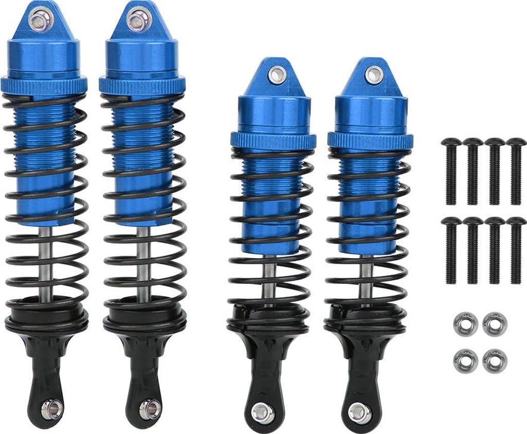 4 Stück Aluminiumlegierung Metall vorne/hinten Stoßdämpfer Federbeine Dämpfer passend für 1/10 Traxxas SLASH RC CarBlue