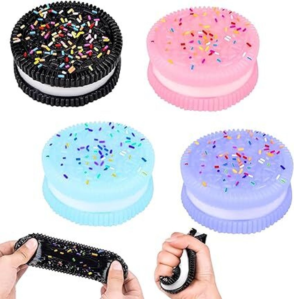 Taba Squishy, 4 Stück Keks Stressabbauspielzeug, Ultraweiches Dekompressions Entlüftungsspielzeug, Cookie Stress Relief Toy für Angst