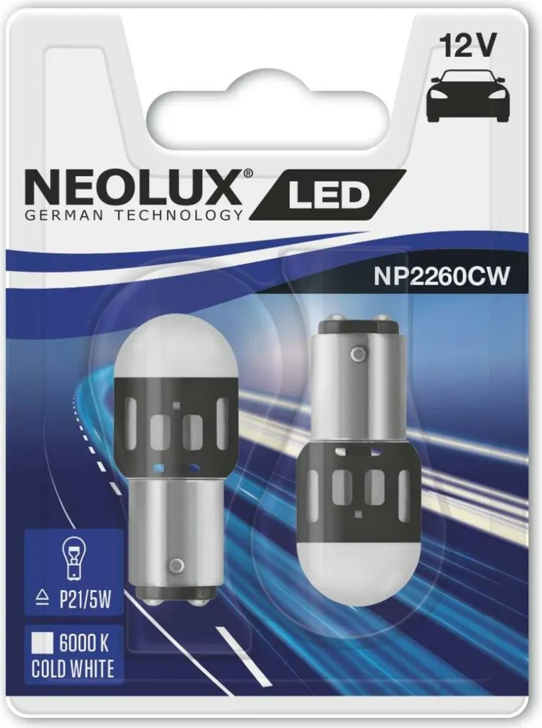 Lampadina LED P21/5W 12V 6000K Neolux NP2260CW Bianca per Fari Auto