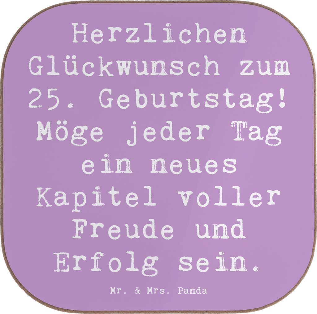 Mr. & Mrs. Panda Untersetzer für Gläser Spruch 25. Geburtstag - Lavendeltraum - Geschenk, Design, Alter, Glas, Happy Birthday, Geburtstagsgeschen...