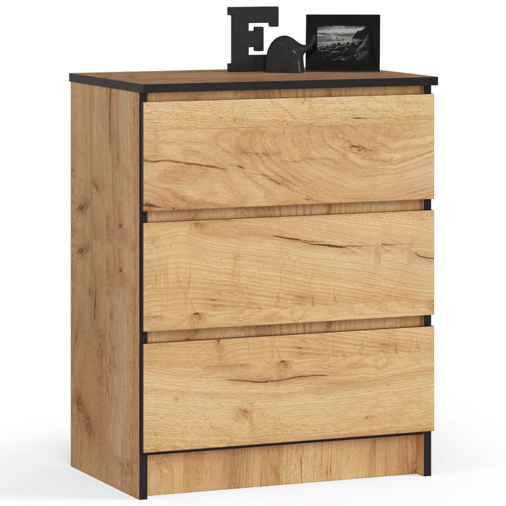 Comò Sostenibile K60 con 3 Cassetti in Finitura Legno di Immagine del prodotto 