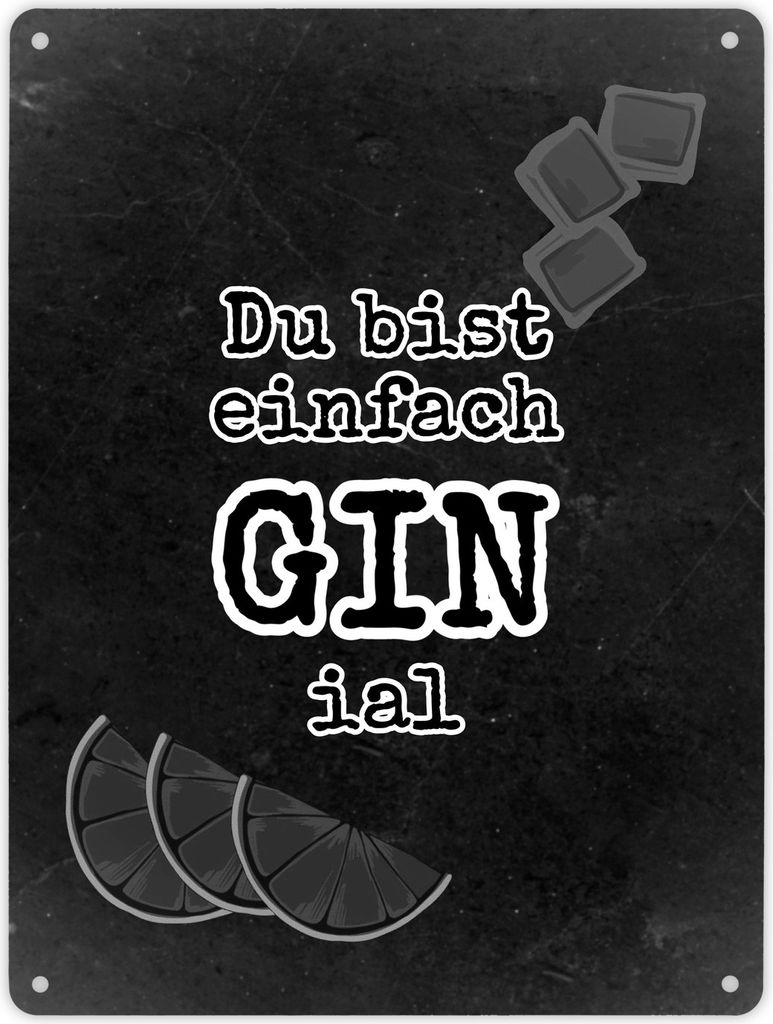 Metallschild XL in 21x28 cm mit Spruch Du bist einfach GINial