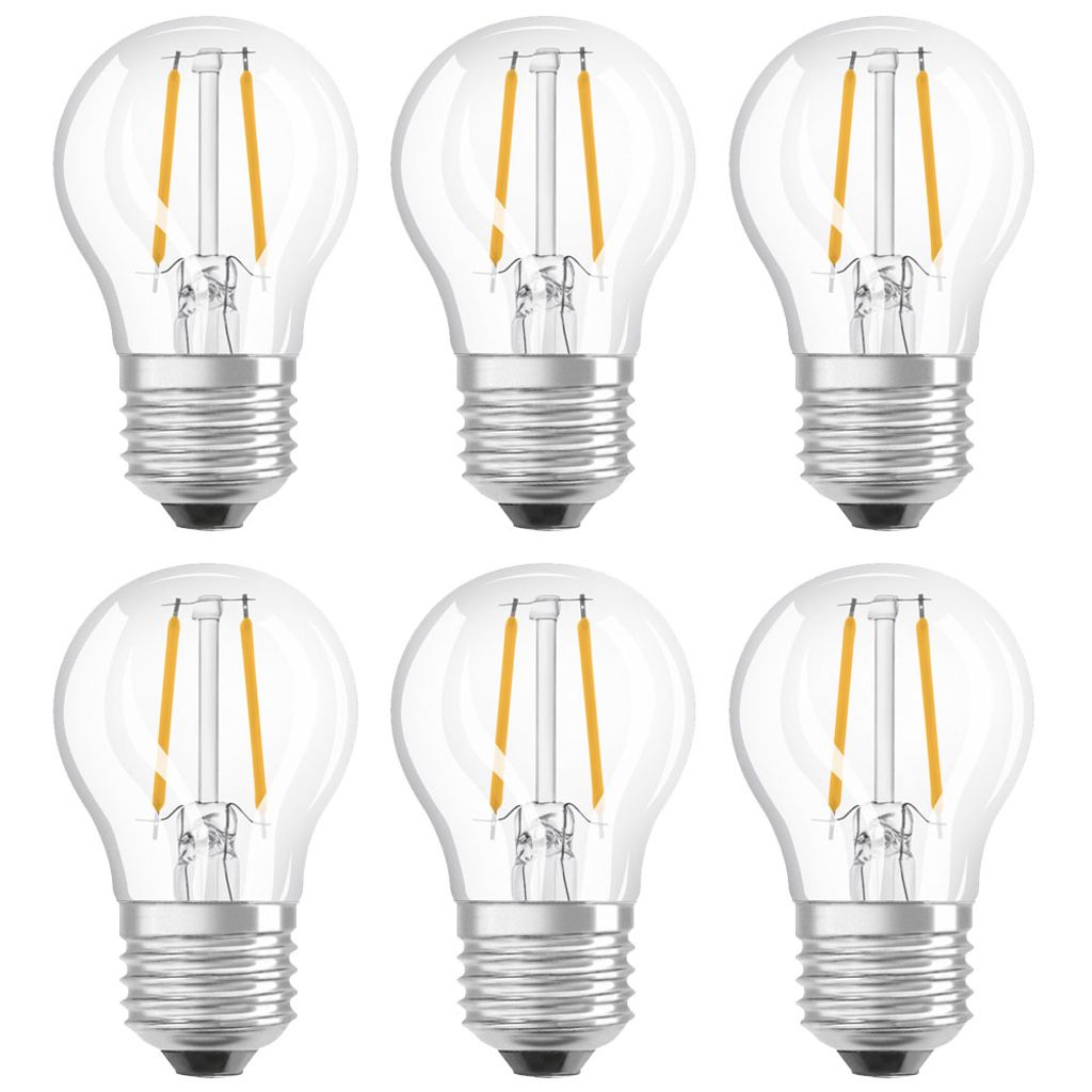 6 x Osram LED Filament Leuchtmittel P45 Tropfen 2,8W = 25W Produktbild 