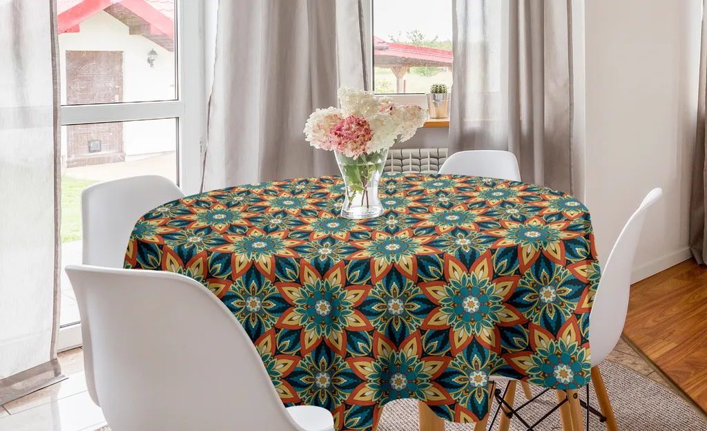 Tovaglia Rotonda ABAKUHAUS 150cm - Motivo Ottomano Floreale Elegante