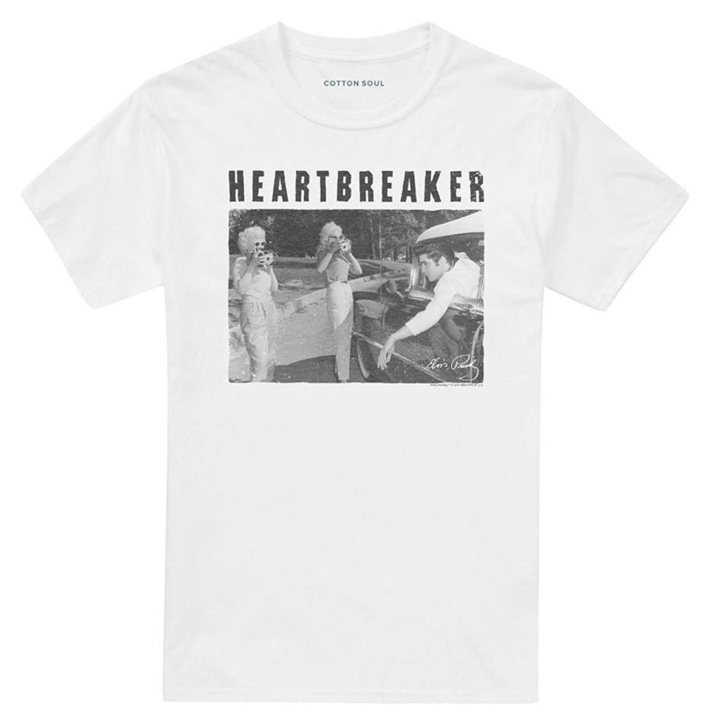 Elvis Presley - "Heartbreaker" T-Shirt für Herren/Damen Uni TV33449 (L) (Weiß)