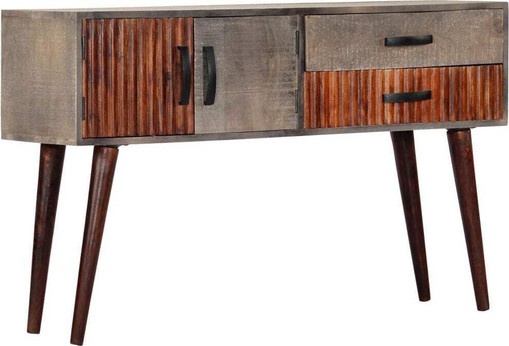 The Living Store Konsolentisch Grau 120 x 35 x 75 cm Massivholz Mango