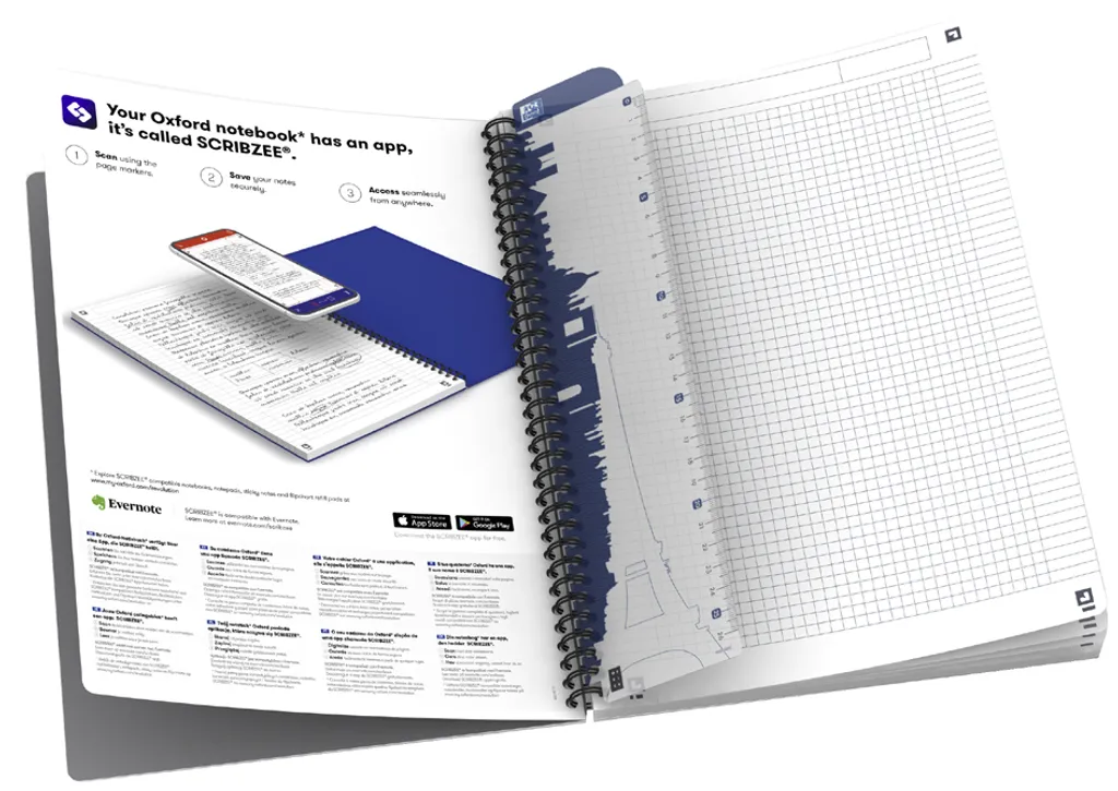 Bloc-notes B5 Oxford Essentials papier 90g quadrillé à spirale solide - 3