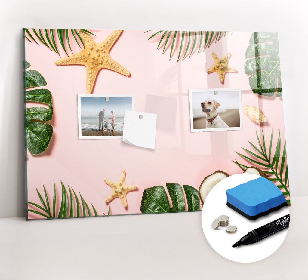 Magnetpinnwand Memoboard - Zubehörsatz - Schwarzer Marker + Schwamm + Magnete - 60 x 40 cm - Sommerstimmung