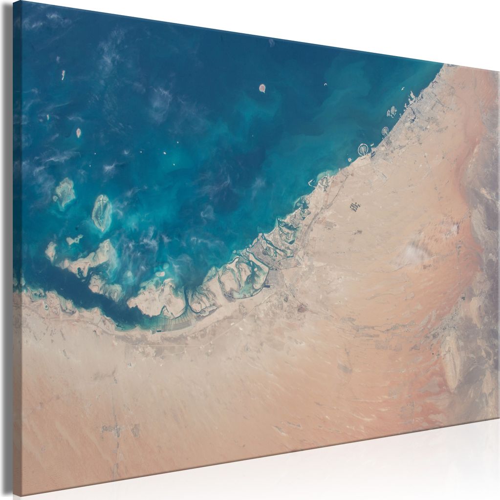 Italienischer Leinwand Leinwandbild - Dubai from the Satellite (1 Part) Wide 90x60 cm Landschaften c-B-0459-b-a
