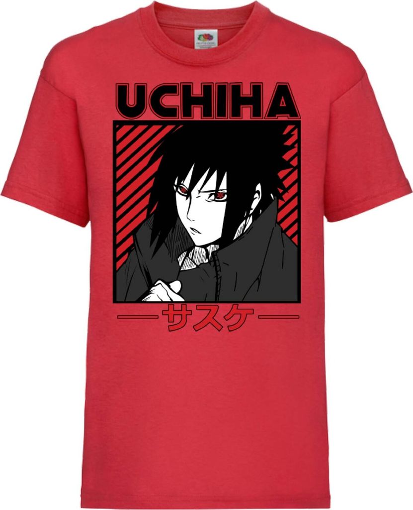Kinder T-Shirt Naruto Sasuke Uchiha 02 Cursed Seal, 12-13 Jahr - 152 / Rot