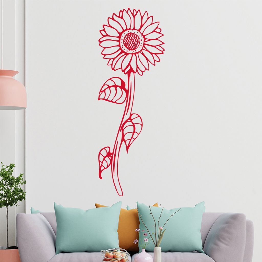 Sonnenblume - Pflanze Wandtattoo in 6 Größen - Wandaufkleber Wall Sticker - Dekoration, Küche, Wohnzimmer, Schlafzimmer, Badezimmer