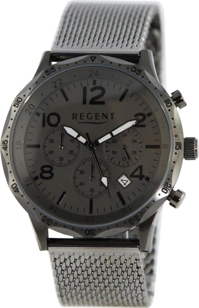 Regent Metall Herren Uhr Armbanduhr Quarz grau Metallarmband D2UR1151547
