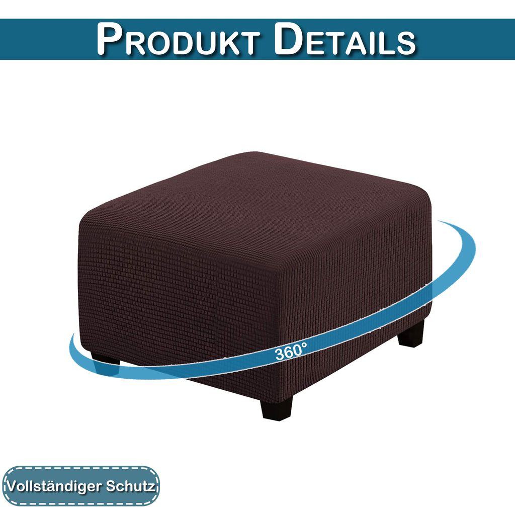 ILiemao Hockerbezug – Stretch-Abdeckung Für Ottomane & Fußhocker