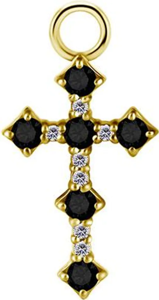 Charm Croix pour Bracelet et Collier en CoCr NF Doré avec Zircone D-035